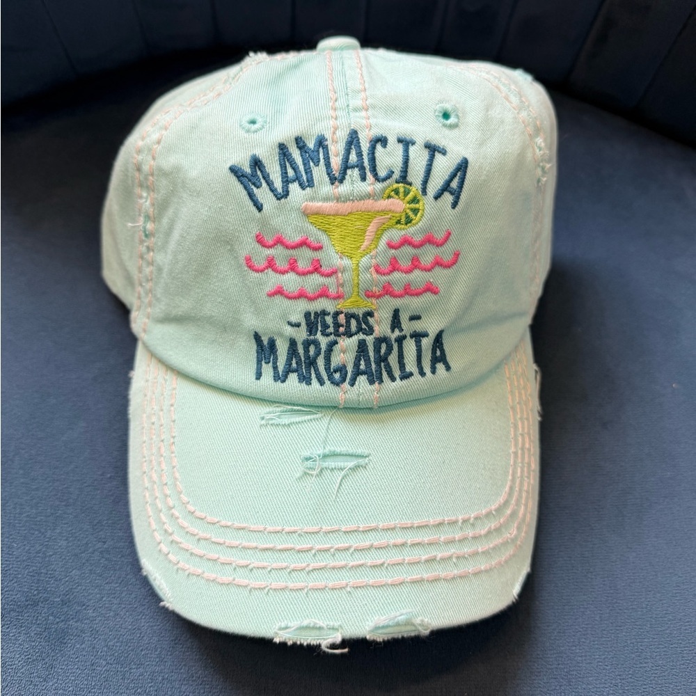 Mamacita Needs A Margarita Embroidered Distressed Hat KBETHOS NWOT